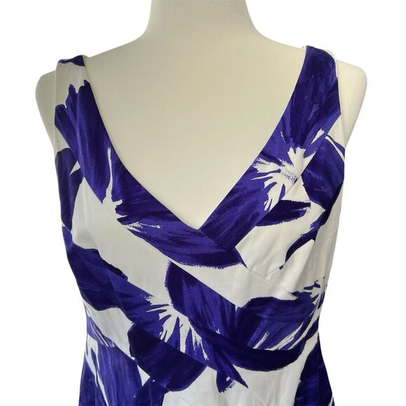 Jones New York Fit And Flare Purple Floral Sleeveless Midi Dress Sz 10 RN 54050 - Picture 2 of 9